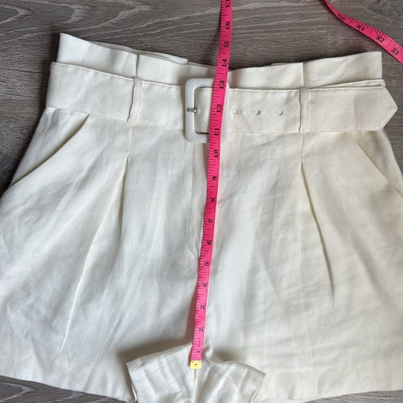Veronica Beard Ashford Belted High Waist Linen Blend Shorts 8 - Picture 4 of 13